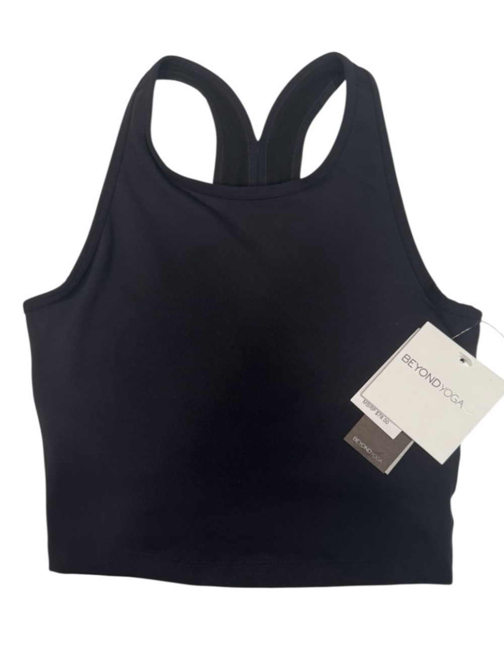 BEYOND YOGA Black Cut Out Sports Bra Crop Yoga Pilates NWT Small - Picture 1 of 13